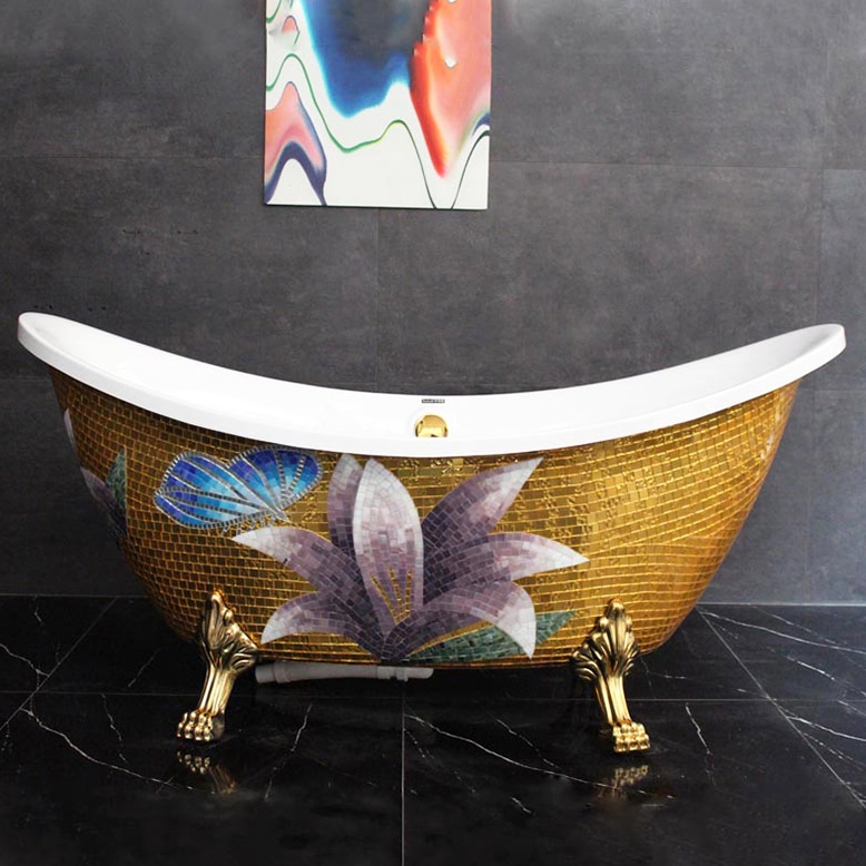 Classic Mosaic Gold Bathtub  -  Gold Bathtubs
