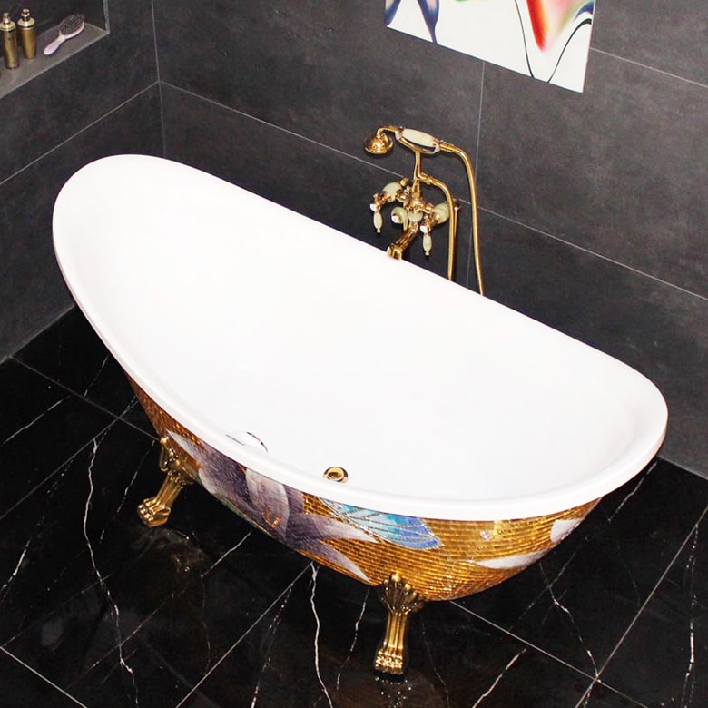Classic Mosaic Gold Bathtub  -  Gold Bathtubs