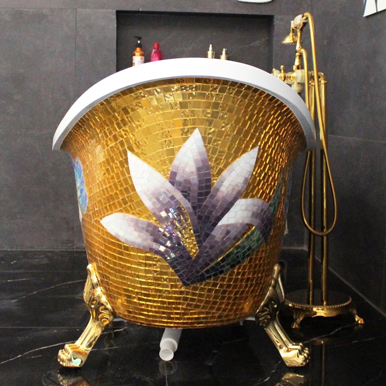 Classic Mosaic Gold Bathtub  -  Gold Bathtubs