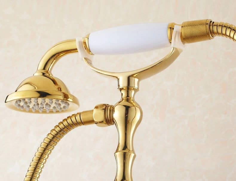 Freestanding Classic Gold Bathtub Faucet And Shower Set  -  Shower Sets & Bathtub Faucets