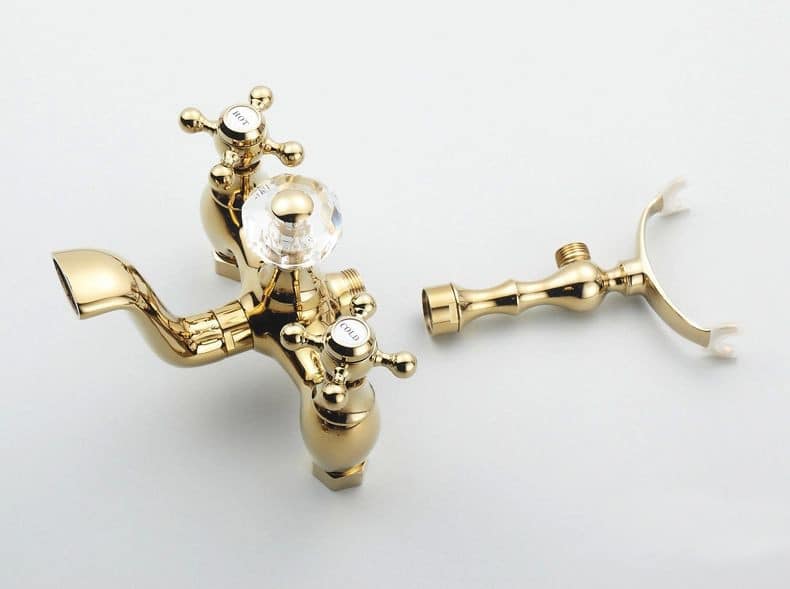 Freestanding Classic Gold Bathtub Faucet And Shower Set  -  Shower Sets & Bathtub Faucets