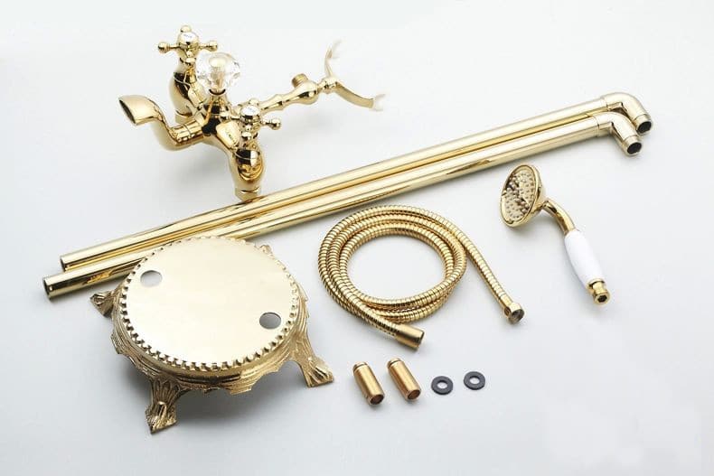 Freestanding Classic Gold Bathtub Faucet And Shower Set  -  Shower Sets & Bathtub Faucets