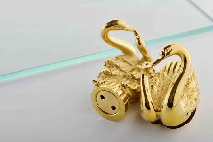 Gold Swan Glass Shelf  -  Bathroom Accessories