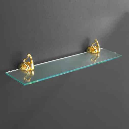 Gold Swan Glass Shelf  -  Bathroom Accessories