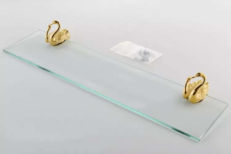 Gold Swan Glass Shelf  -  Bathroom Accessories