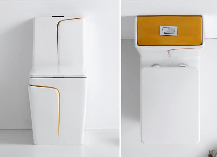 Angular Toilet With An Elegant Gold Stripe  -  Gold Toilets
