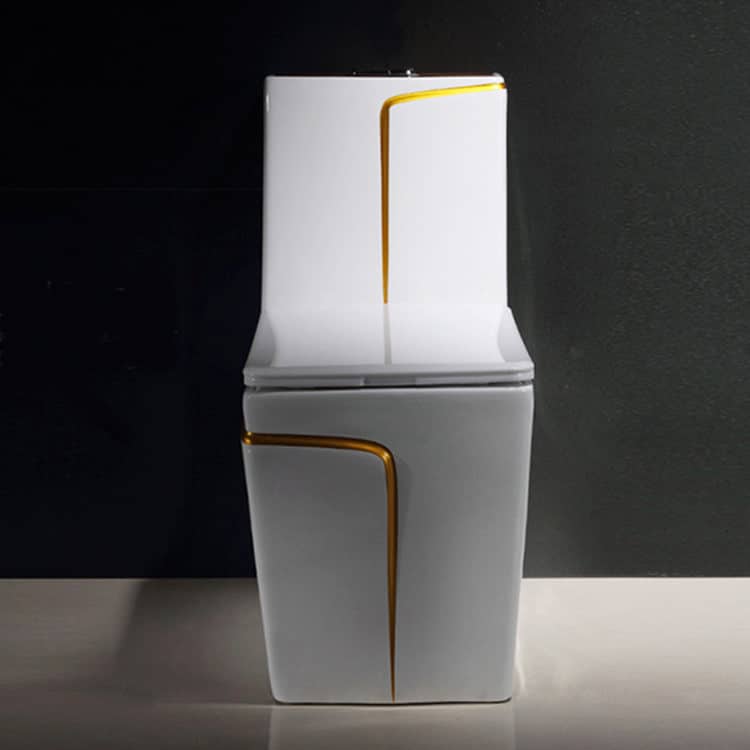 Angular Toilet With An Elegant Gold Stripe  -  Gold Toilets
