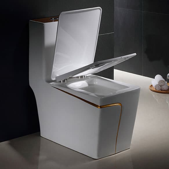 Angular Toilet With An Elegant Gold Stripe  -  Gold Toilets