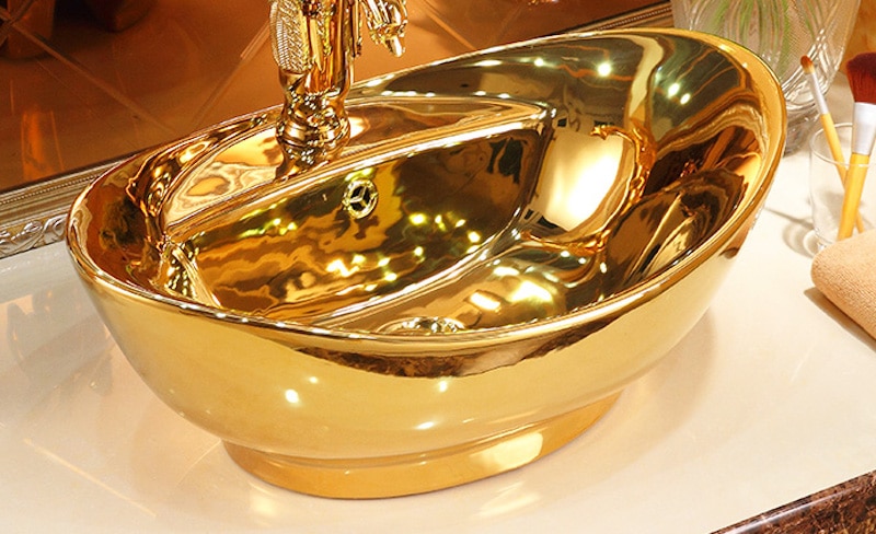 Classic Plain Gold Bathroom Basin  -  Gold Bathroom Basins / Sinks