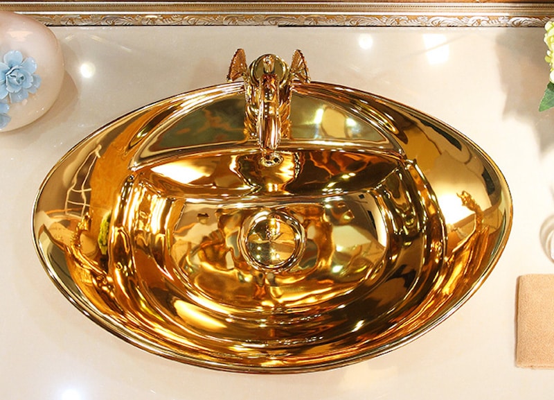 Classic Plain Gold Bathroom Basin  -  Gold Bathroom Basins / Sinks