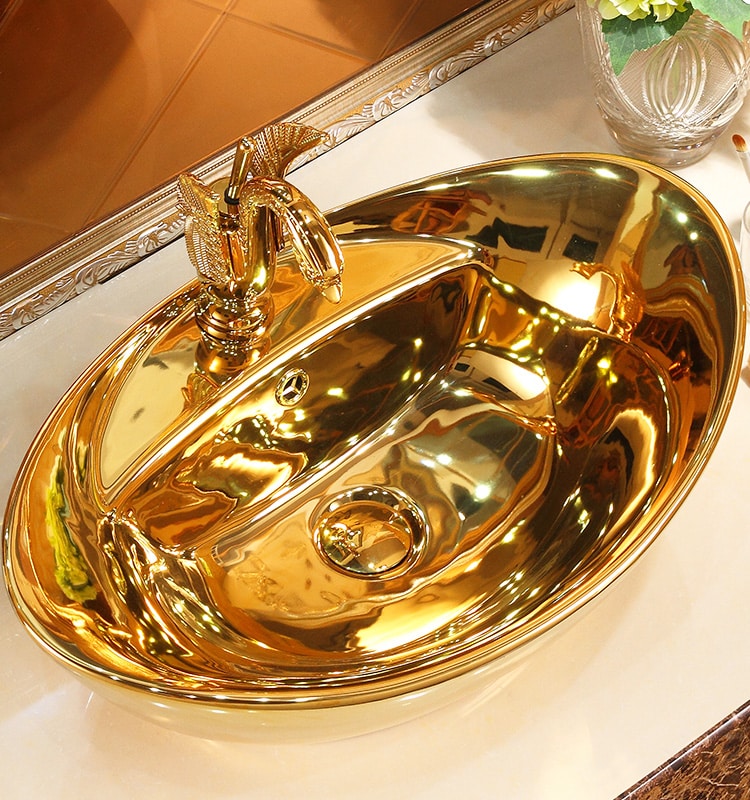 Classic Plain Gold Bathroom Basin  -  Gold Bathroom Basins / Sinks