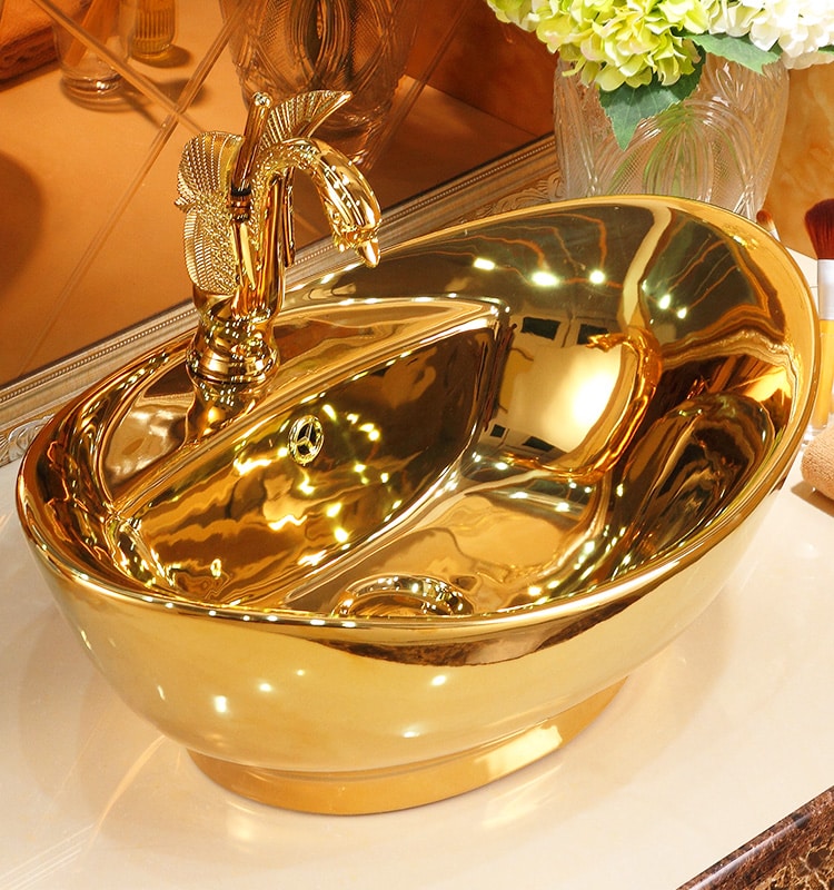 Classic Plain Gold Bathroom Basin  -  Gold Bathroom Basins / Sinks
