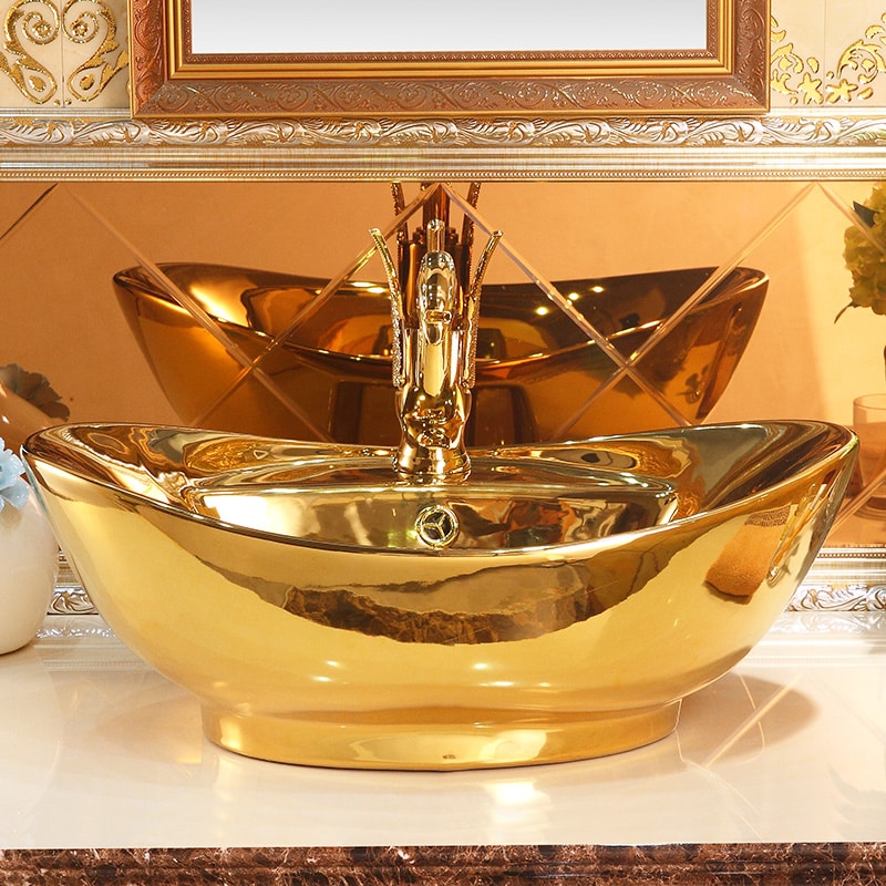 Classic Plain Gold Bathroom Basin  -  Gold Bathroom Basins / Sinks