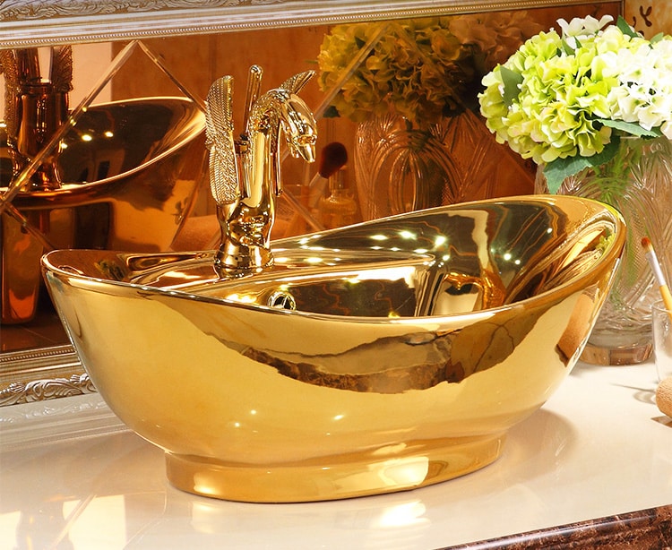 Classic Plain Gold Bathroom Basin  -  Gold Bathroom Basins / Sinks