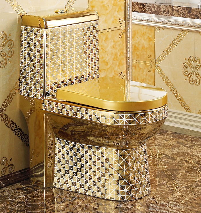 Deluxe Gold Toilet With Diamonds Pattern  -  Gold Toilets