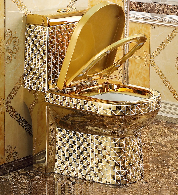 Deluxe Gold Toilet With Diamonds Pattern  -  Gold Toilets