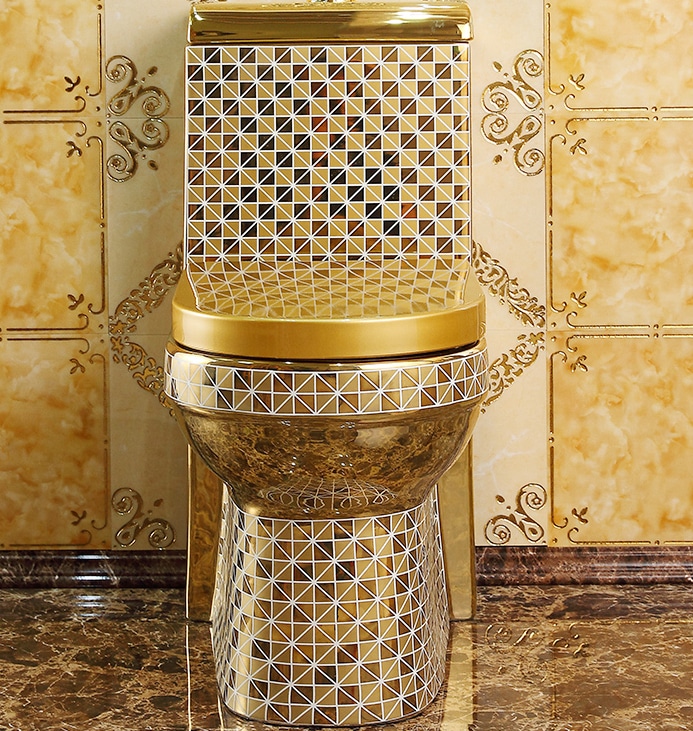 Deluxe Gold Toilet With Diamonds Pattern  -  Gold Toilets