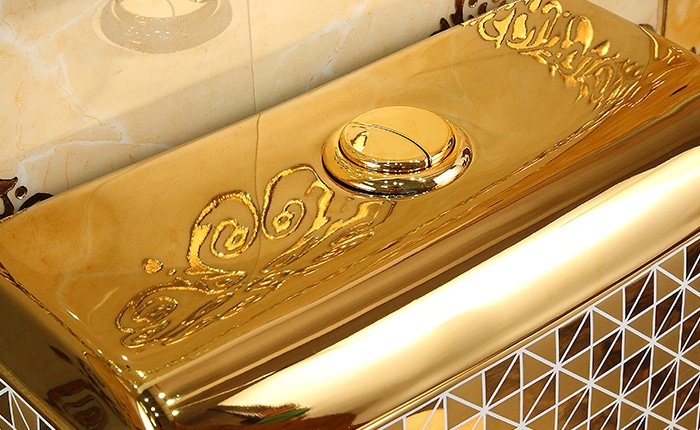 Deluxe Gold Toilet With Diamonds Pattern  -  Gold Toilets