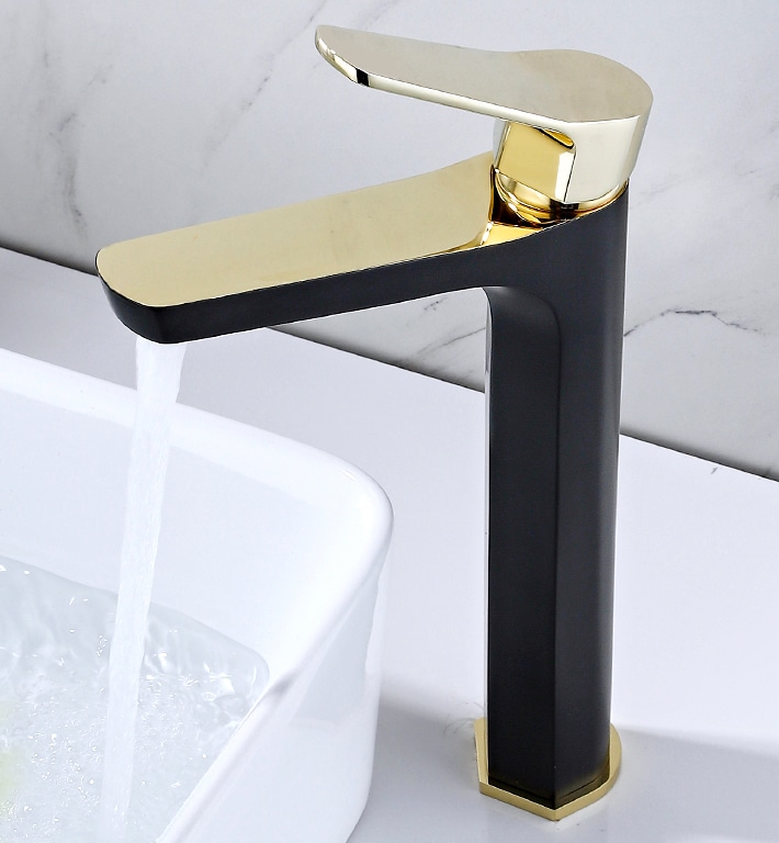 Modern Black And Gold Bathroom Faucet  -  Gold Water Taps & Faucets