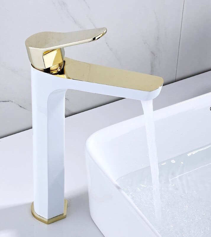 Modern White And Gold Bathroom Faucet  -  Gold Water Taps & Faucets