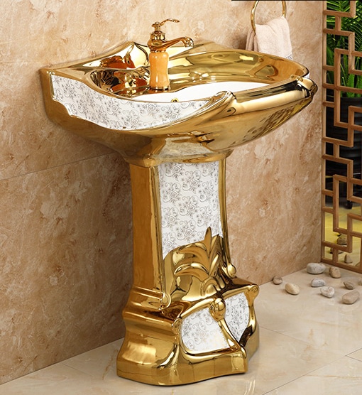 Royal Gold Pedestal Basin  -  Gold Bathroom Basins / Sinks