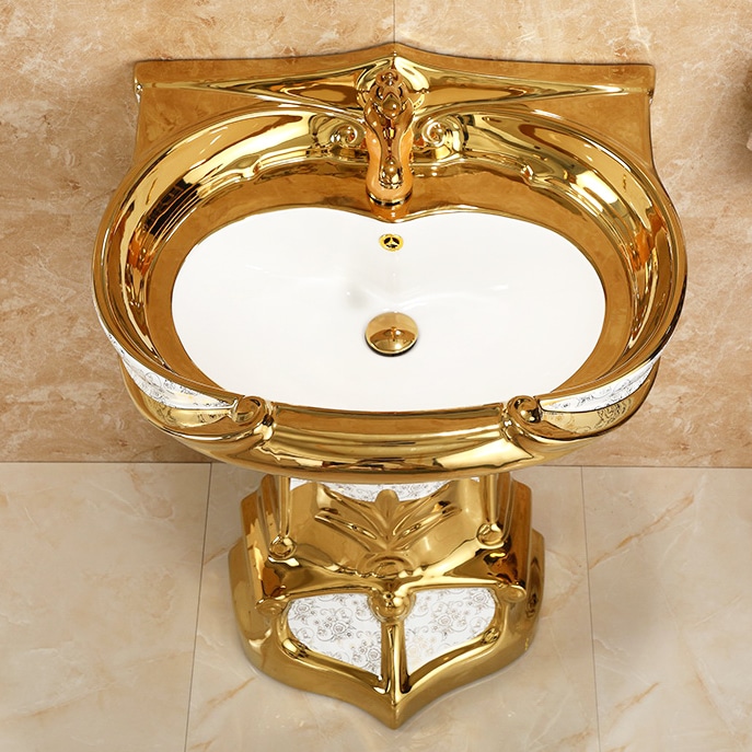 Royal Gold Pedestal Basin  -  Gold Bathroom Basins / Sinks
