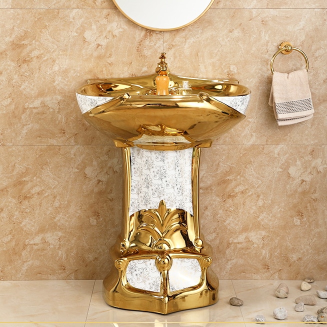 Royal Gold Pedestal Basin  -  Gold Bathroom Basins / Sinks