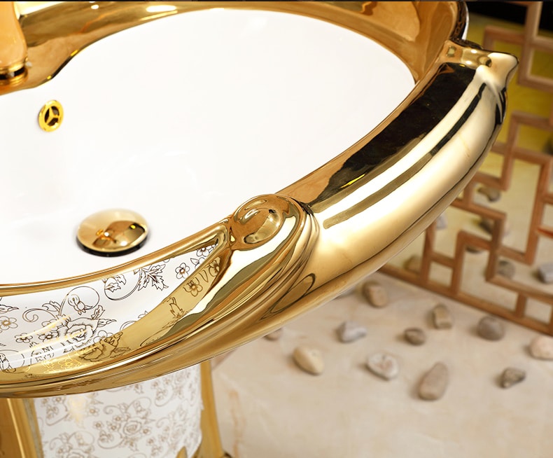 Royal Gold Pedestal Basin  -  Gold Bathroom Basins / Sinks