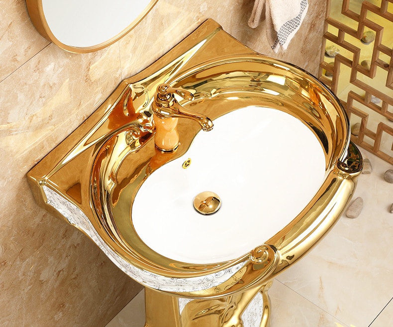 Royal Gold Pedestal Basin  -  Gold Bathroom Basins / Sinks