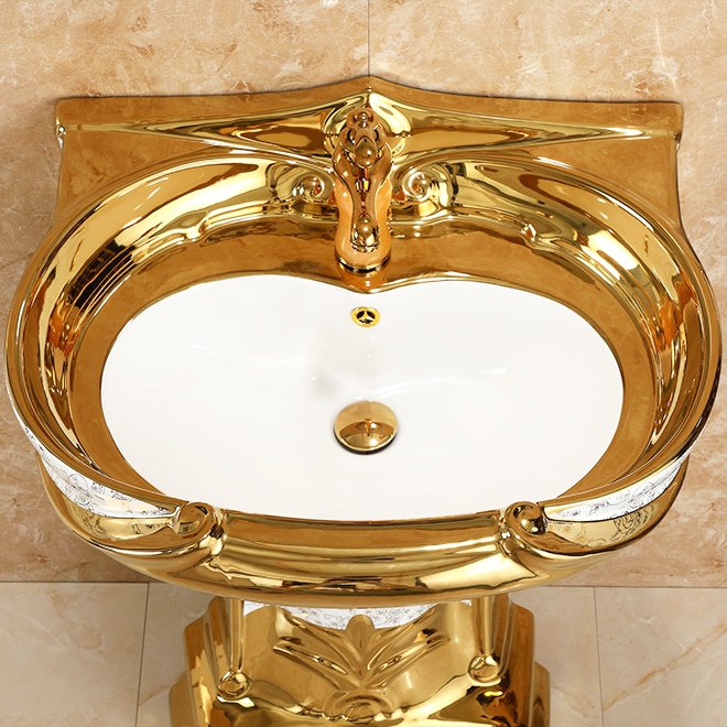 Royal Gold Pedestal Basin  -  Gold Bathroom Basins / Sinks