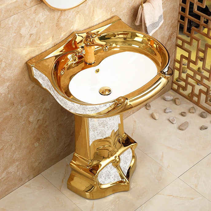 Royal Gold Pedestal Basin  -  Gold Bathroom Basins / Sinks