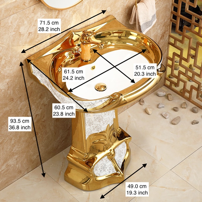 Royal Gold Pedestal Basin  -  Gold Bathroom Basins / Sinks