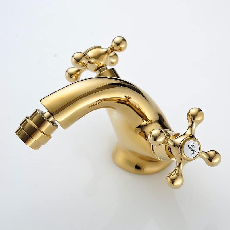 Retro Dual Handle Gold Bathroom Basin Faucet  -  Gold Water Taps & Faucets