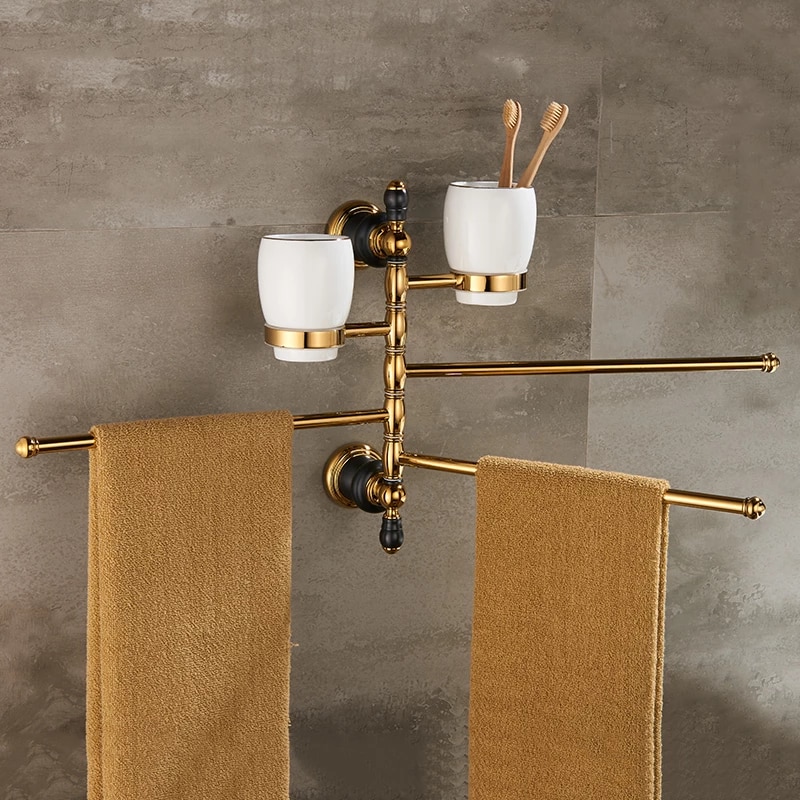 Retro Black And Gold Bathroom Set  -  Bathroom Accessories
