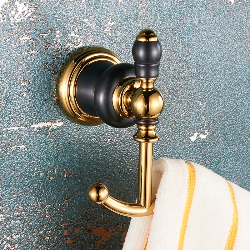 Retro Black And Gold Robe Hook  -  Bathroom Accessories
