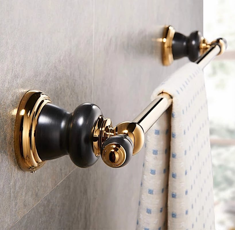 Retro Black And Gold Single Towel Bar  -  Bathroom Accessories
