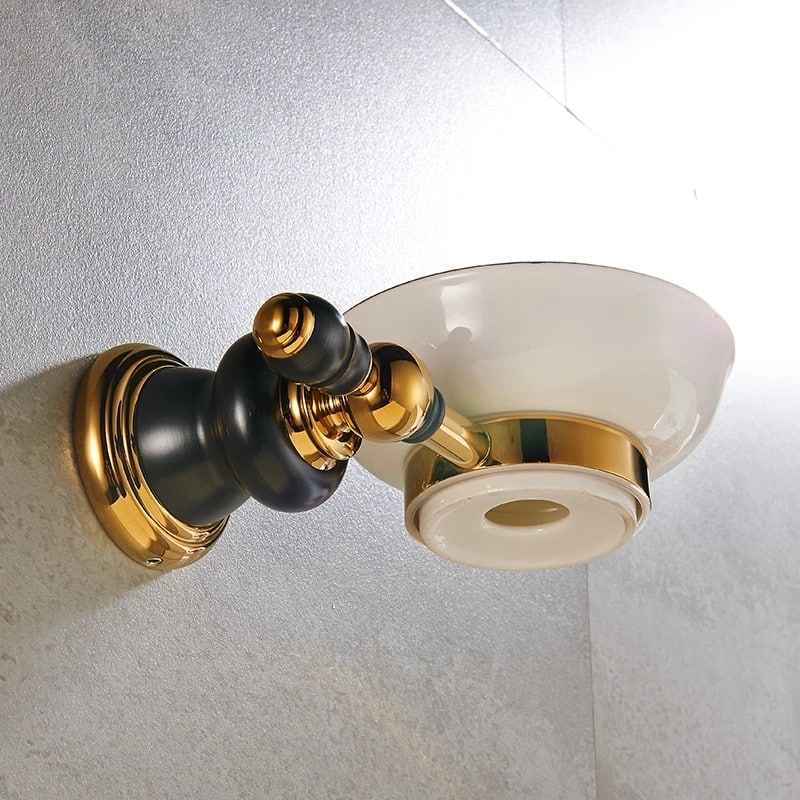 Retro Black And Gold Soap Dish  -  Bathroom Accessories