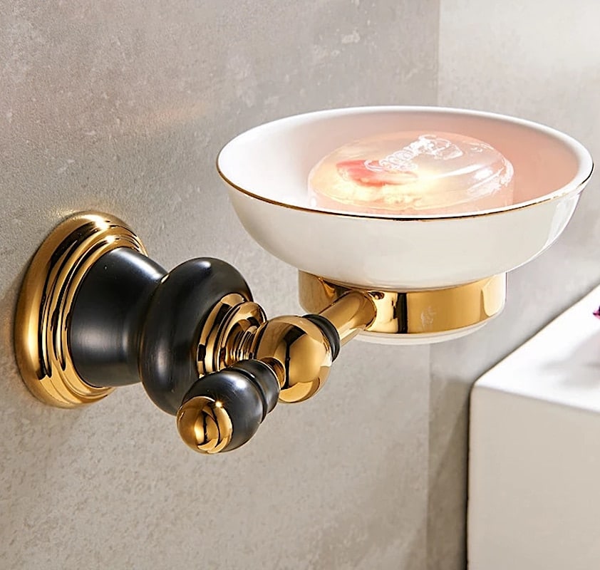 Retro Black And Gold Soap Dish  -  Bathroom Accessories