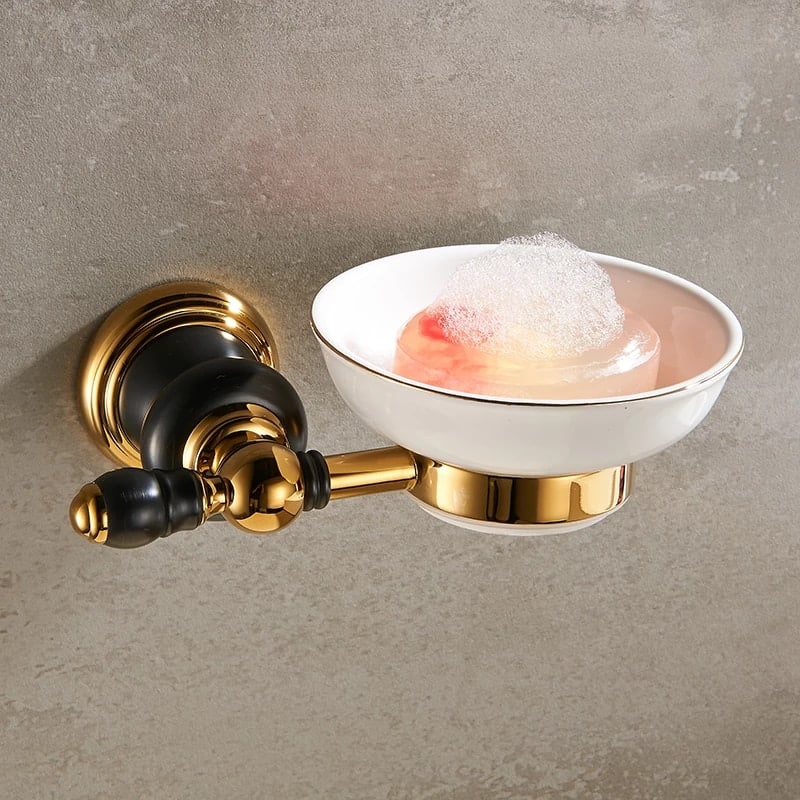 Retro Black And Gold Bathroom Set  -  Bathroom Accessories