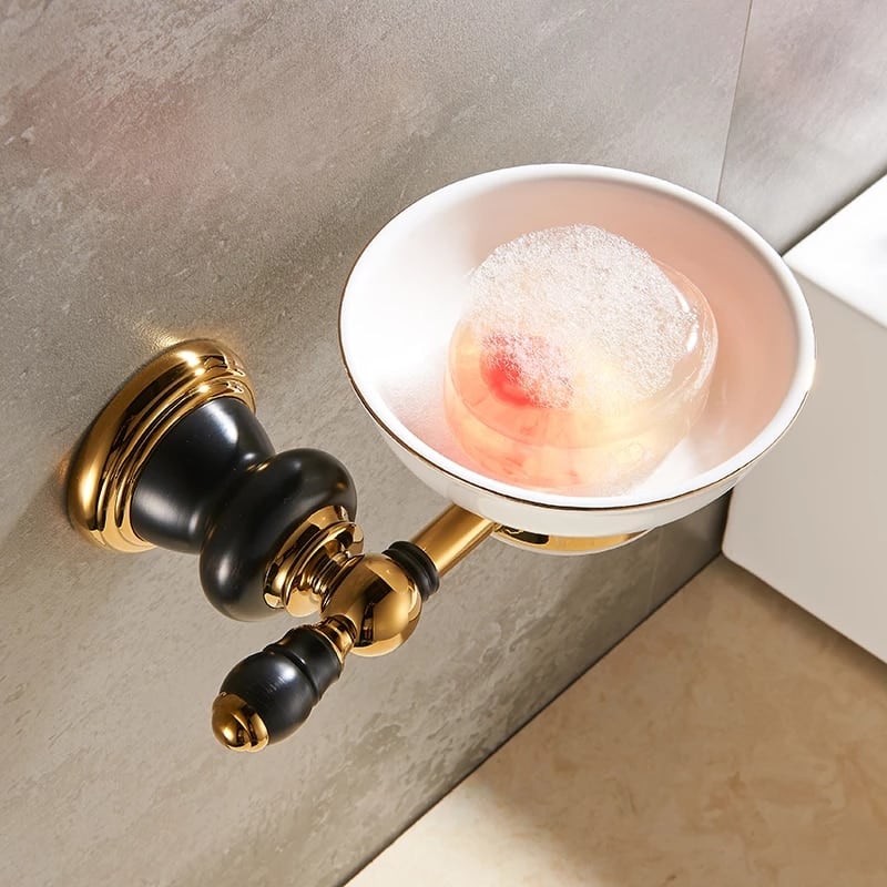 Retro Black And Gold Soap Dish  -  Bathroom Accessories