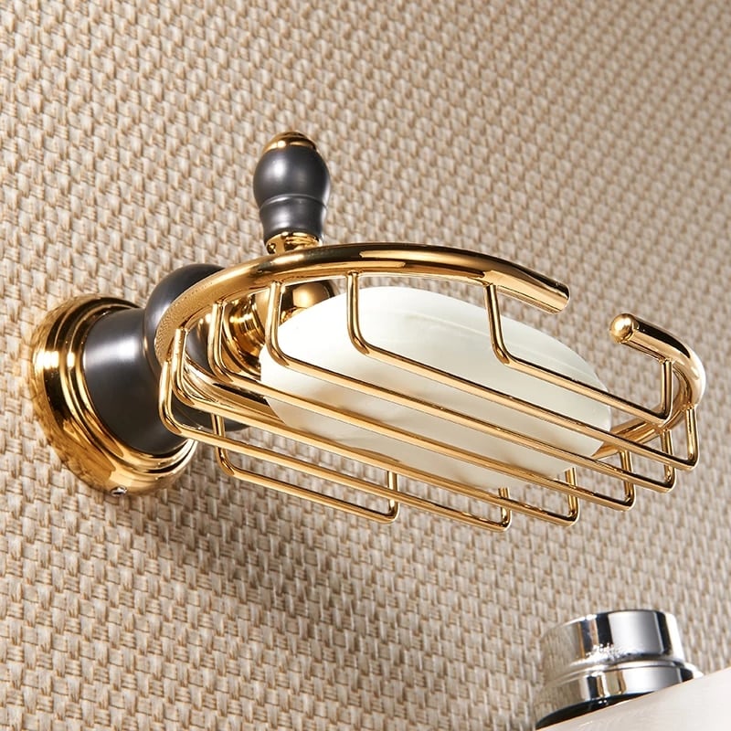 Retro Black And Gold Soap Holder  -  Bathroom Accessories