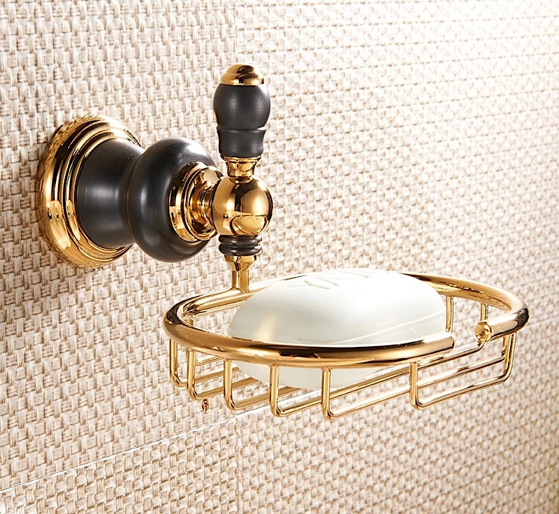 Retro Black And Gold Soap Holder  -  Bathroom Accessories
