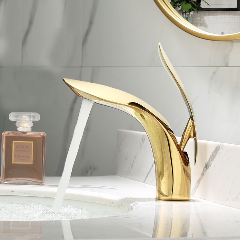 Deluxe Gold Bathroom Basin Faucet  -  Gold Water Taps & Faucets