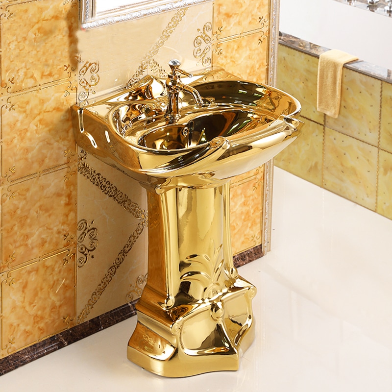 Royal Plain Gold Pedestal Basin  -  Gold Bathroom Basins / Sinks