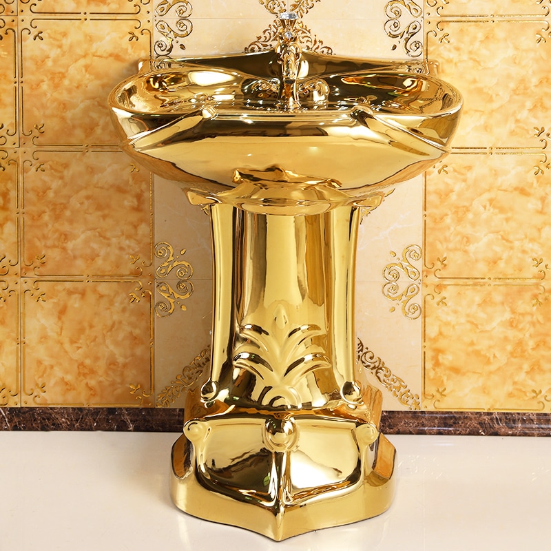 Royal Plain Gold Pedestal Basin  -  Gold Bathroom Basins / Sinks