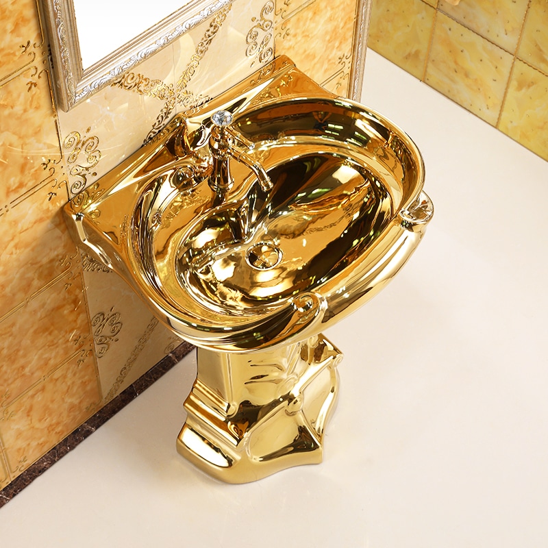 Royal Plain Gold Pedestal Basin  -  Gold Bathroom Basins / Sinks