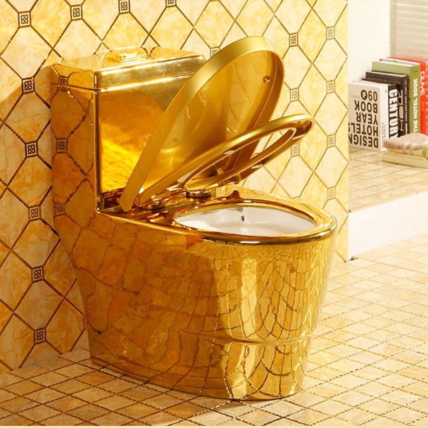 Compact Plain Gold Toilet  -  Gold Toilets