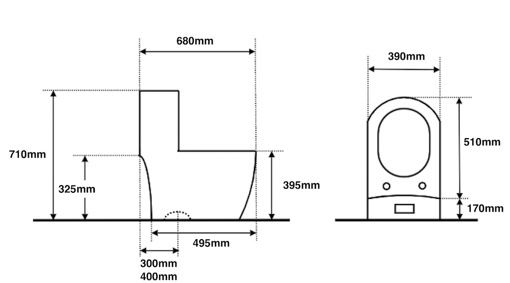 Compact Plain Gold Toilet dimensions