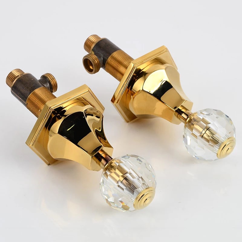 Gold Swan Dual Handle Bathroom Faucet  -  Gold Water Taps & Faucets