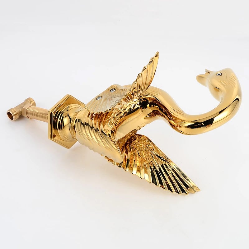 Gold Swan Dual Handle Bathroom Faucet  -  Gold Water Taps & Faucets